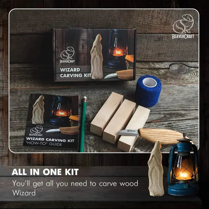 BeaverCraft DIY03 - Wizard Carving Kit - Complete Starter Whittling Kit