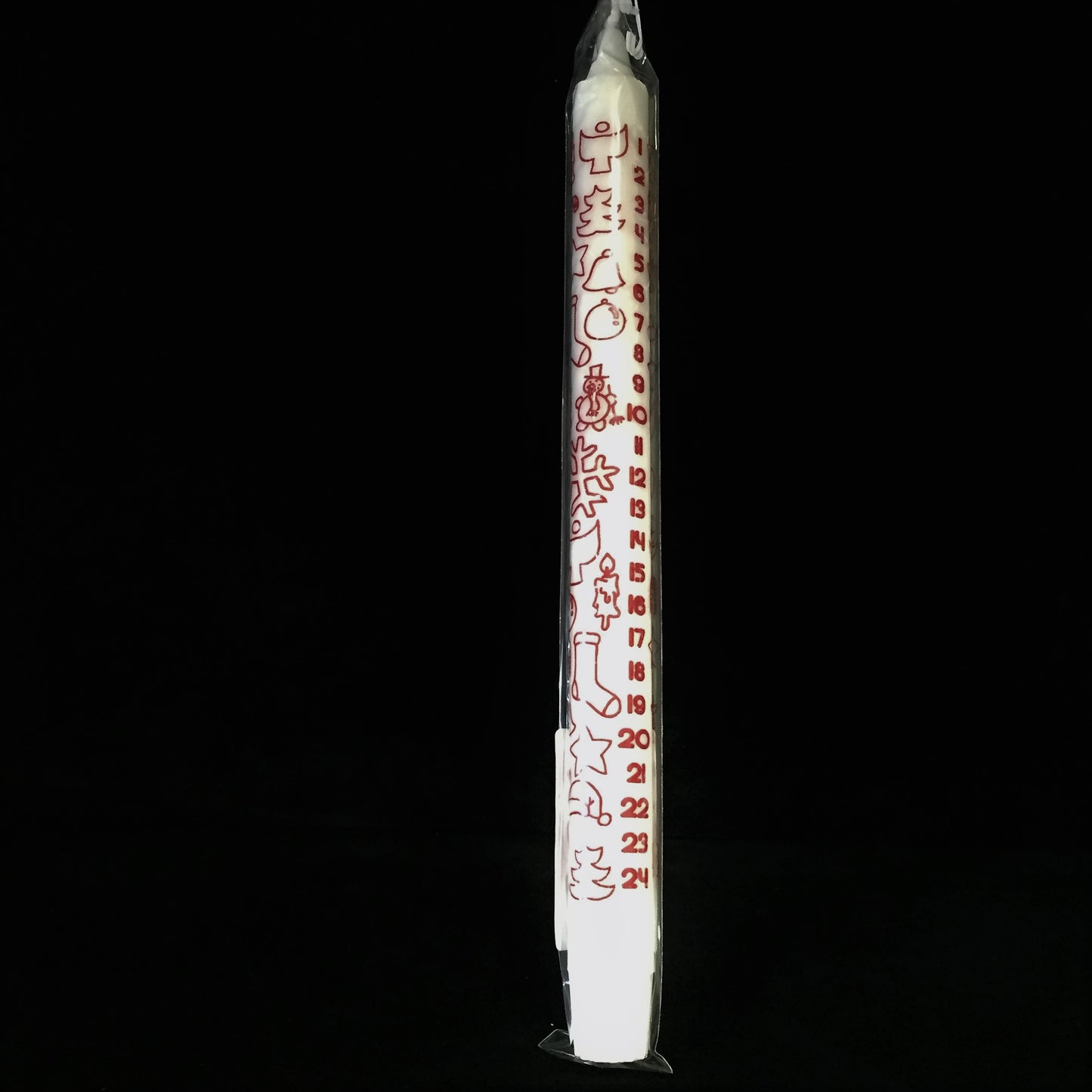 Advent Taper Candle - White with Red Print