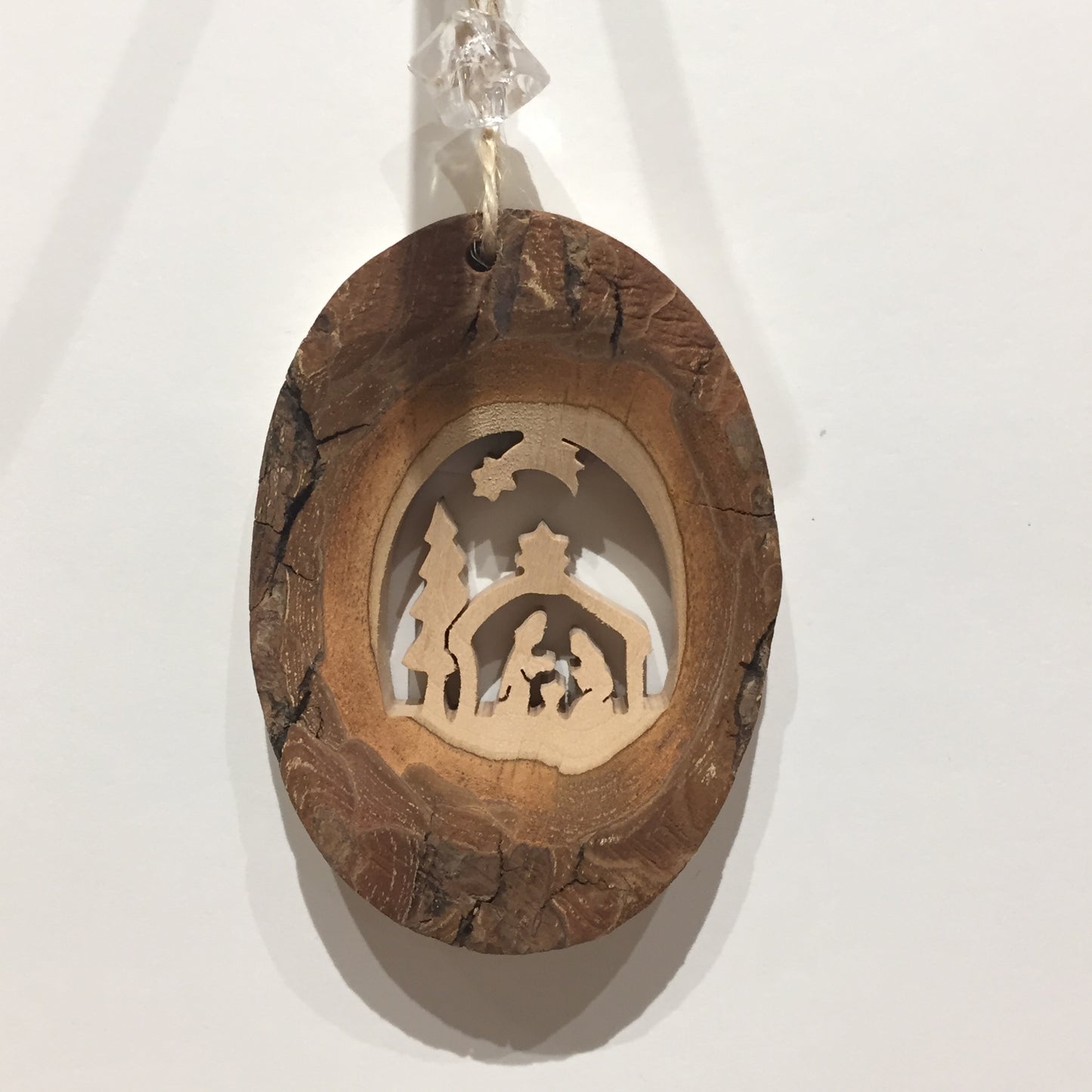 Bark Oval Ornament - Nativity