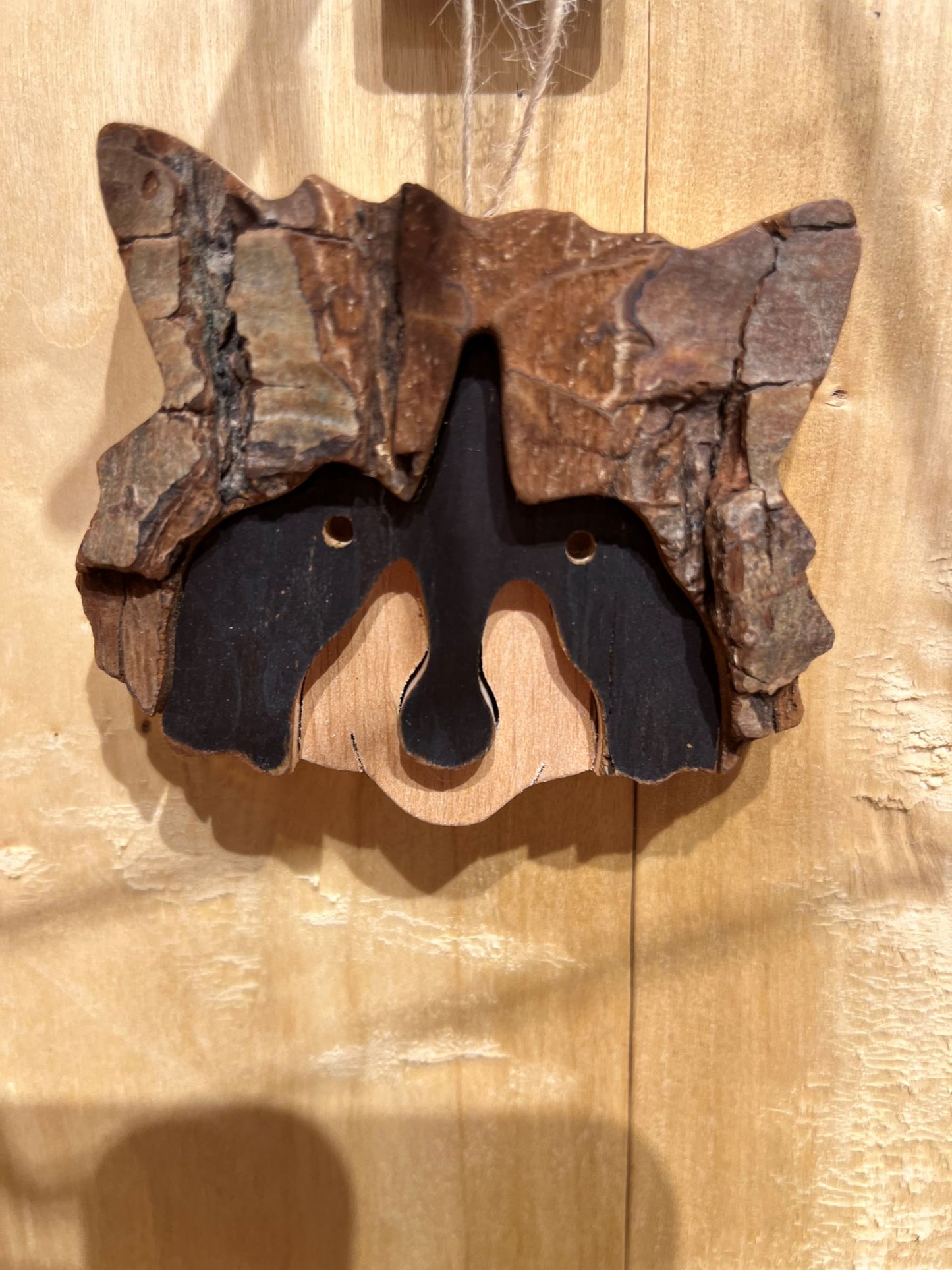 Bark Raccoon Head Ornament