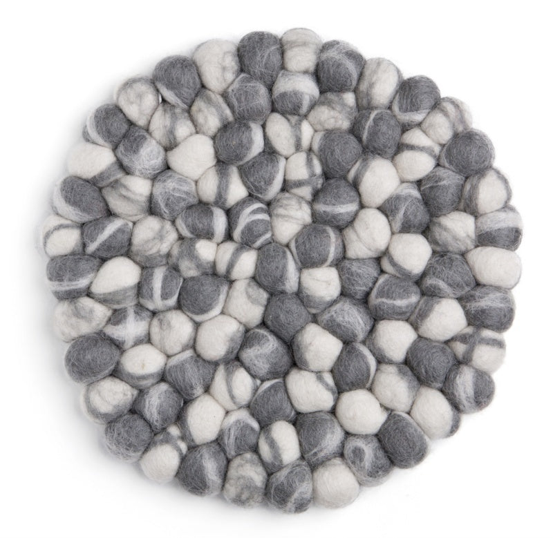 Felt Stone Ball Trivet, Round, Grey