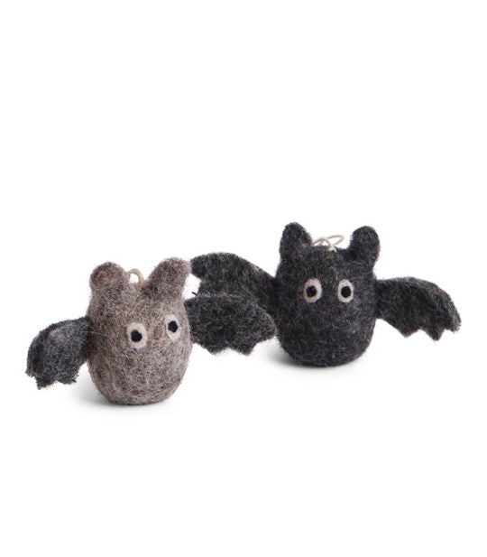 Felt Bat Ornament Set of 2 - Grey & Black