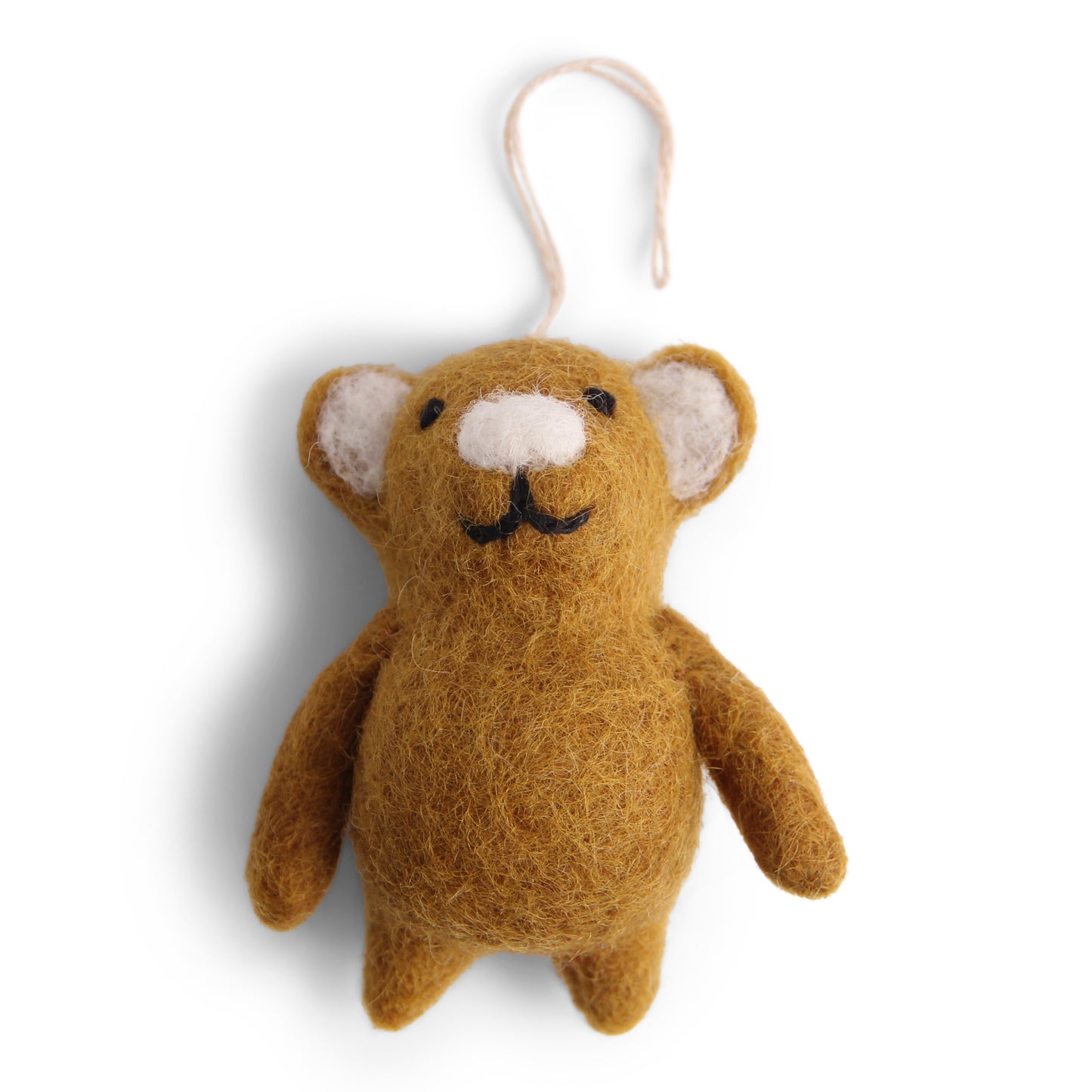 Felt Chubby Mini Teddy Ornament - Gold Brown
