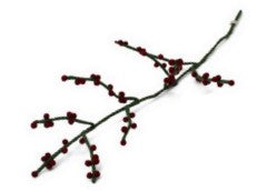 Felt Green Branch with Dark Red Berries