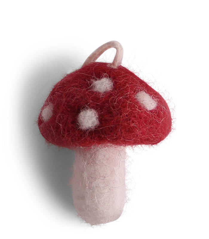 Felt Mini Mushroom Ornaments, Red, Set of 5