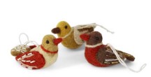 Felt Mini Pearl Birds Ornaments - Set of 3