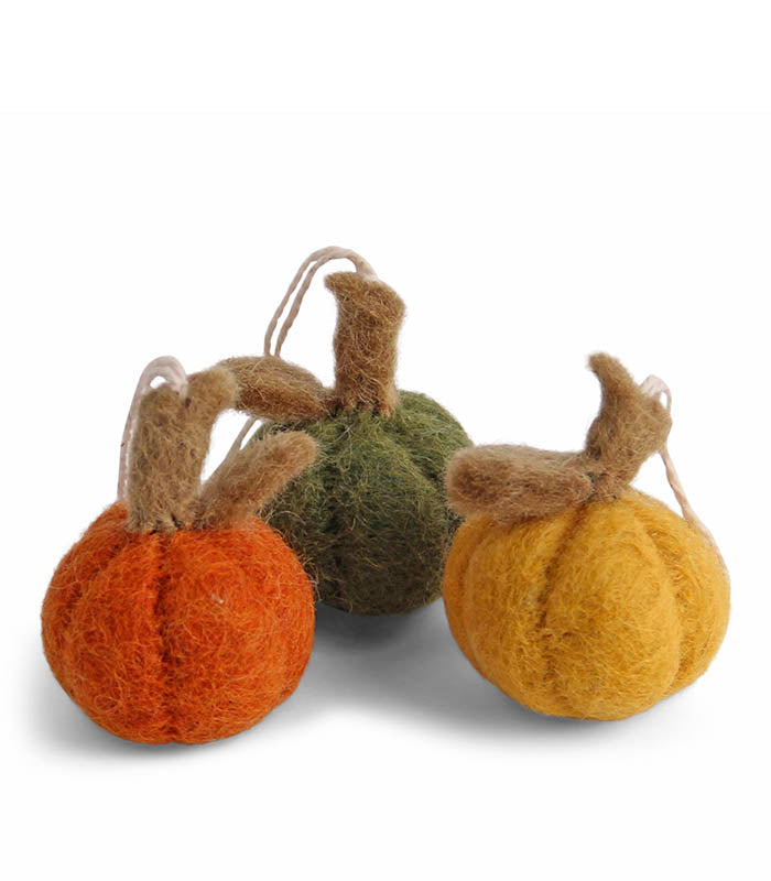 Felt Mini Pumpkin Ornament, Mix, Set of 3