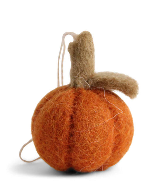 Felt Mini Pumpkin Ornament, Orange, Set of 3