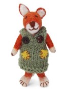 Felt Small Girly Fox with Green Dress Ornament