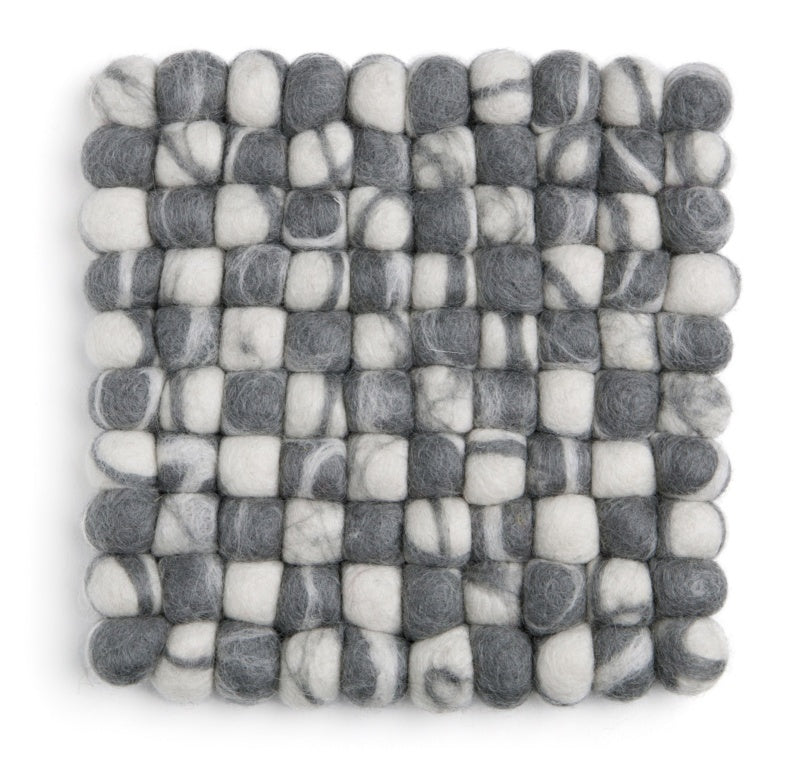 Felt Stone Ball Trivet, Square, Grey