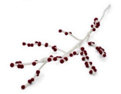 Felt White Branch with Dark Red Berries