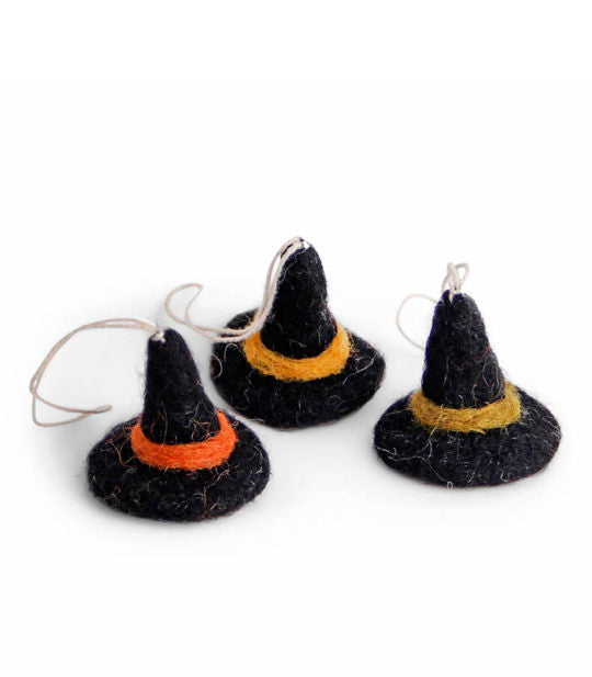 Felt Witch Hat Ornament, Mix, Set of 3