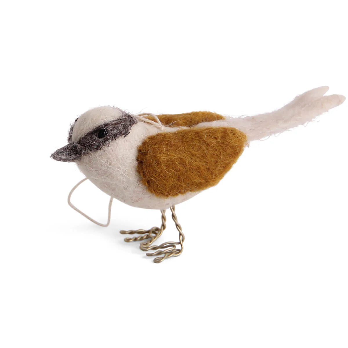 Felt Bird Ornament, Gold Brown