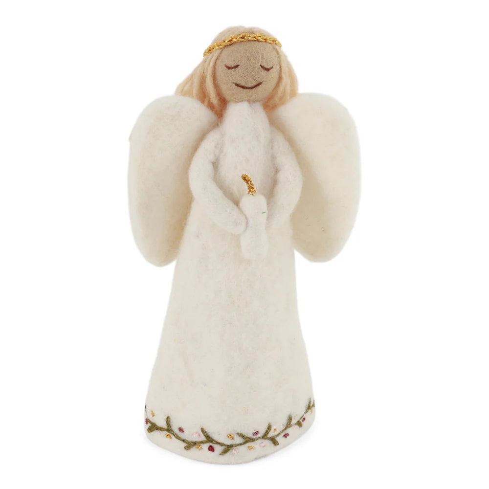 Felt Angel with Embroidery Holding Candle Tree Topper