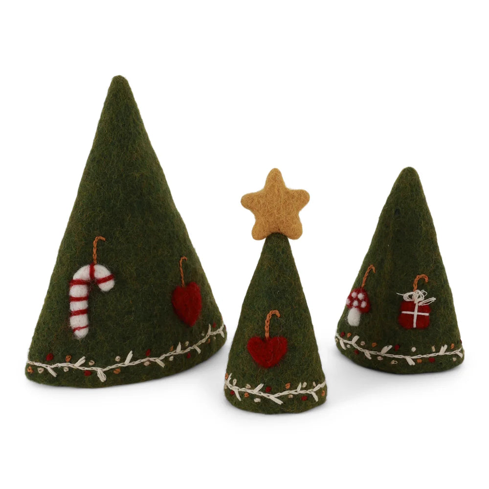 Felt Christmas Tree with Embroidery 3 in 1 - Green