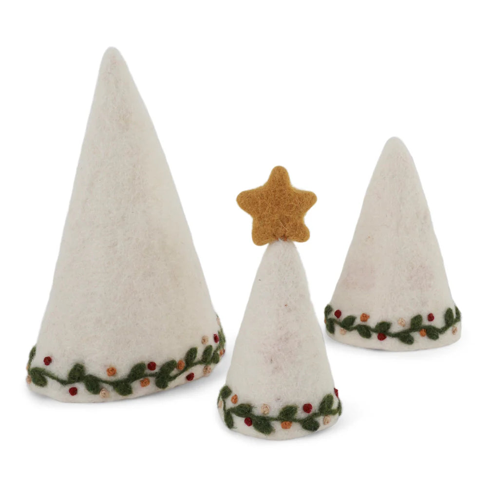 Felt Christmas Tree with Embroidery 3 in 1 - White