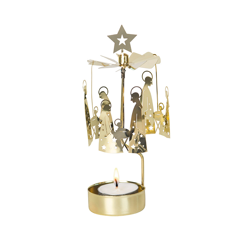 Angel Chime - Nativity Crib Family (Gold)