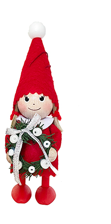 Girl Tomte with Wreath Ornament