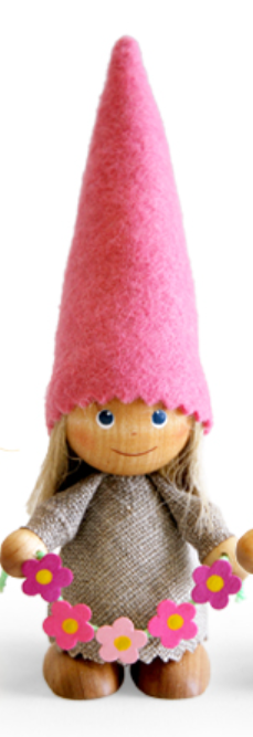 Pink Girl Tomte with Flower Garland Ornament