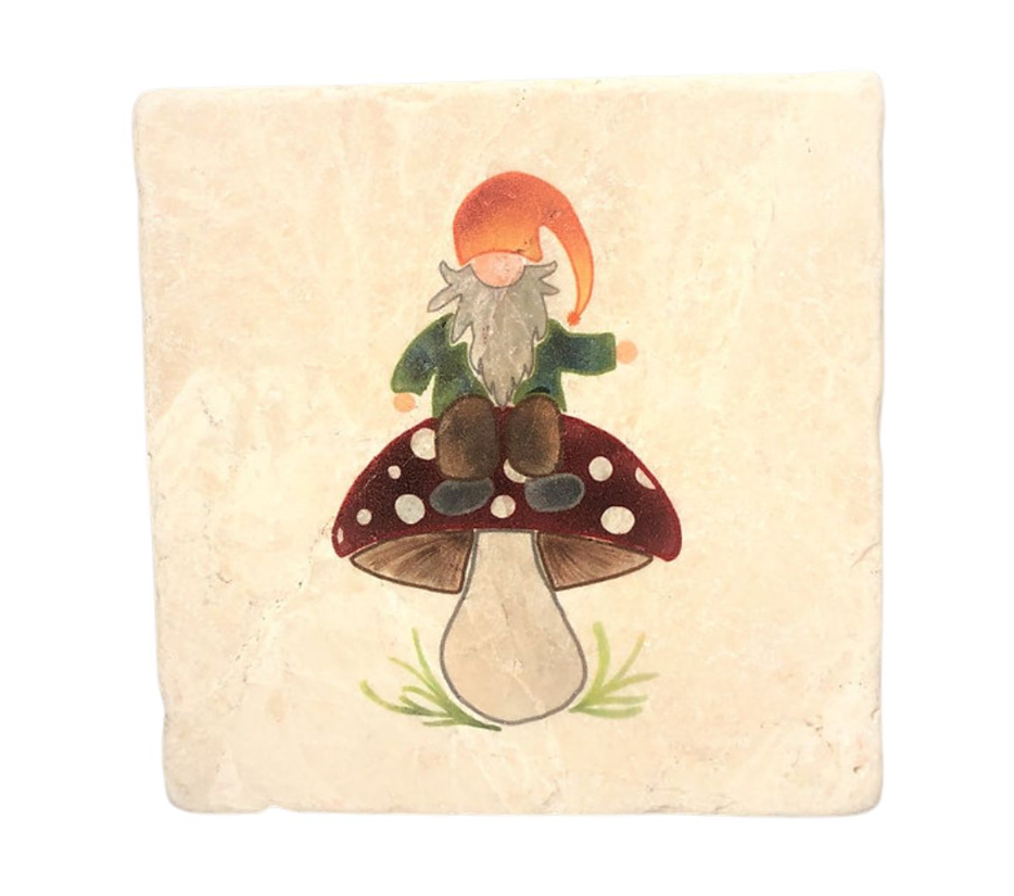 Gnome Sitting on Mushroom Coaster