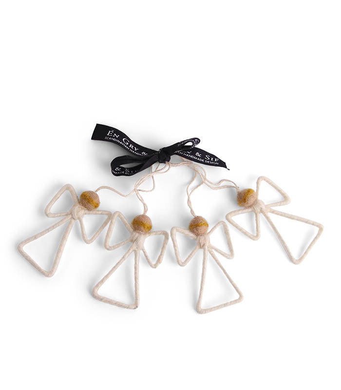White Felt Angel Wire Ornament - Set of 4