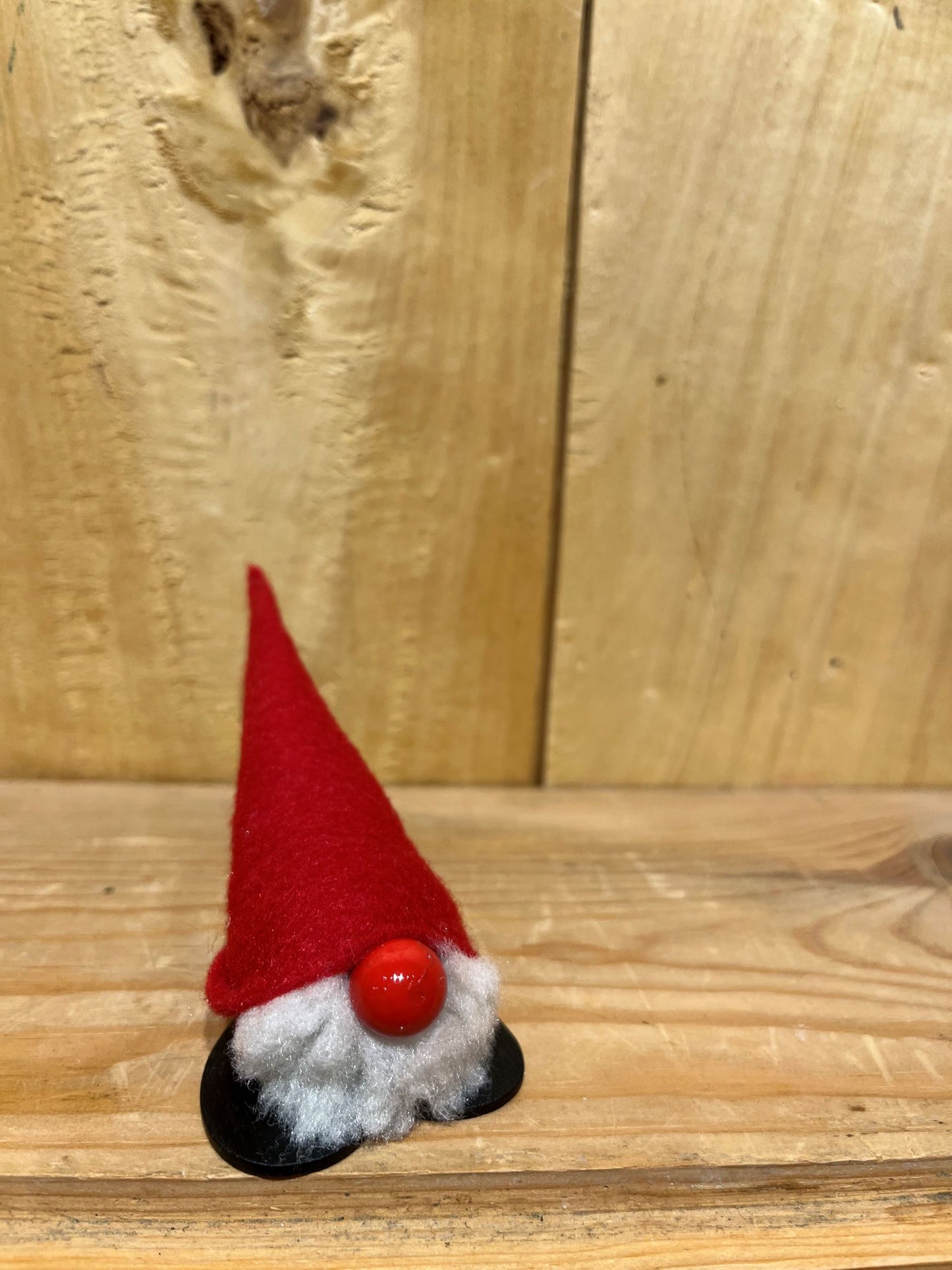 Wood Santa with Hat Over Eyes - Small