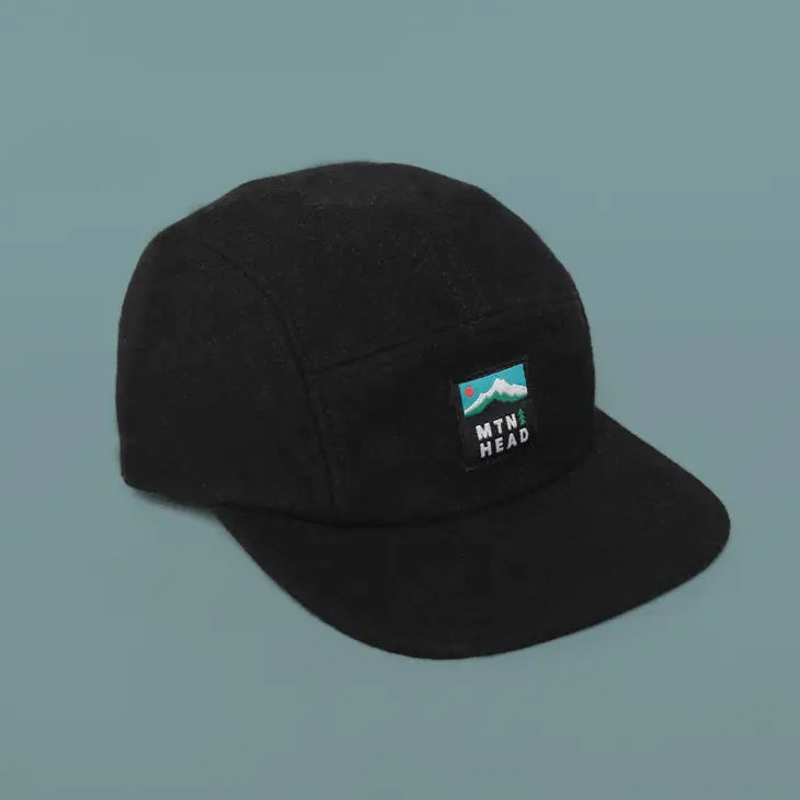 Muttonhead 5 Panel Hat - MTN Label - Black Melton Wool