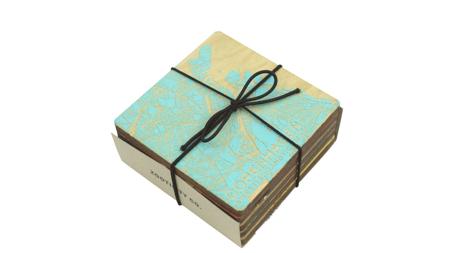 Nordic City Wooden Coasters Set