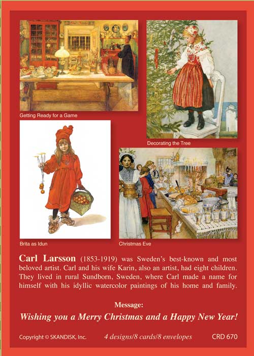 8 Cards with Envelopes - Carl Larsson Christmas Cards