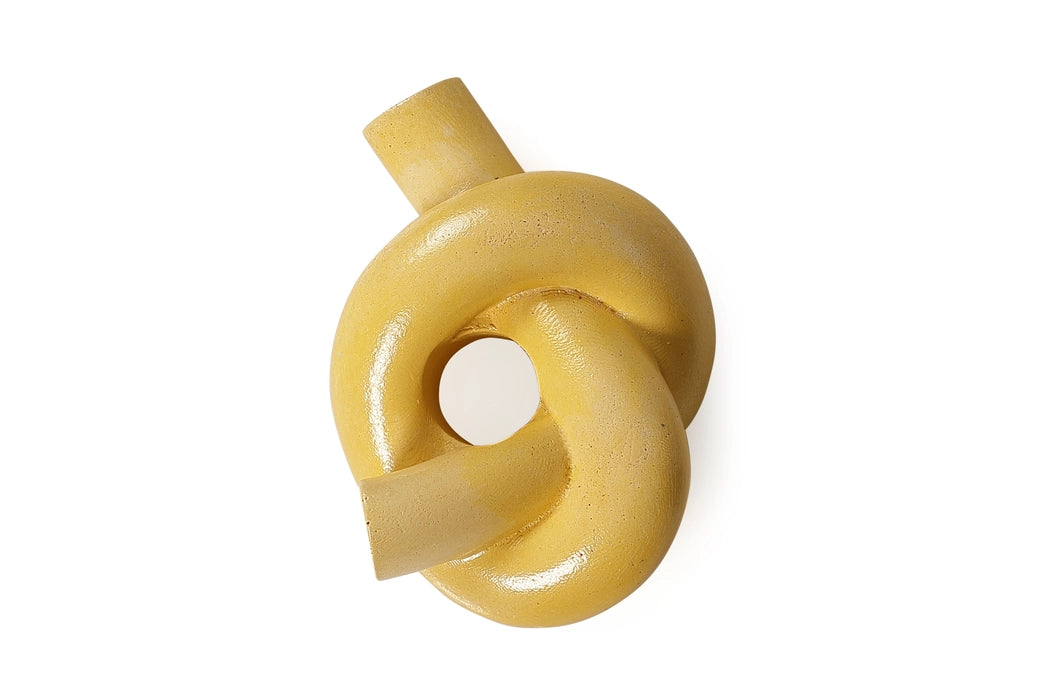 Aesthetic Style Knot Concrete Candle Holder - Mustard Yellow