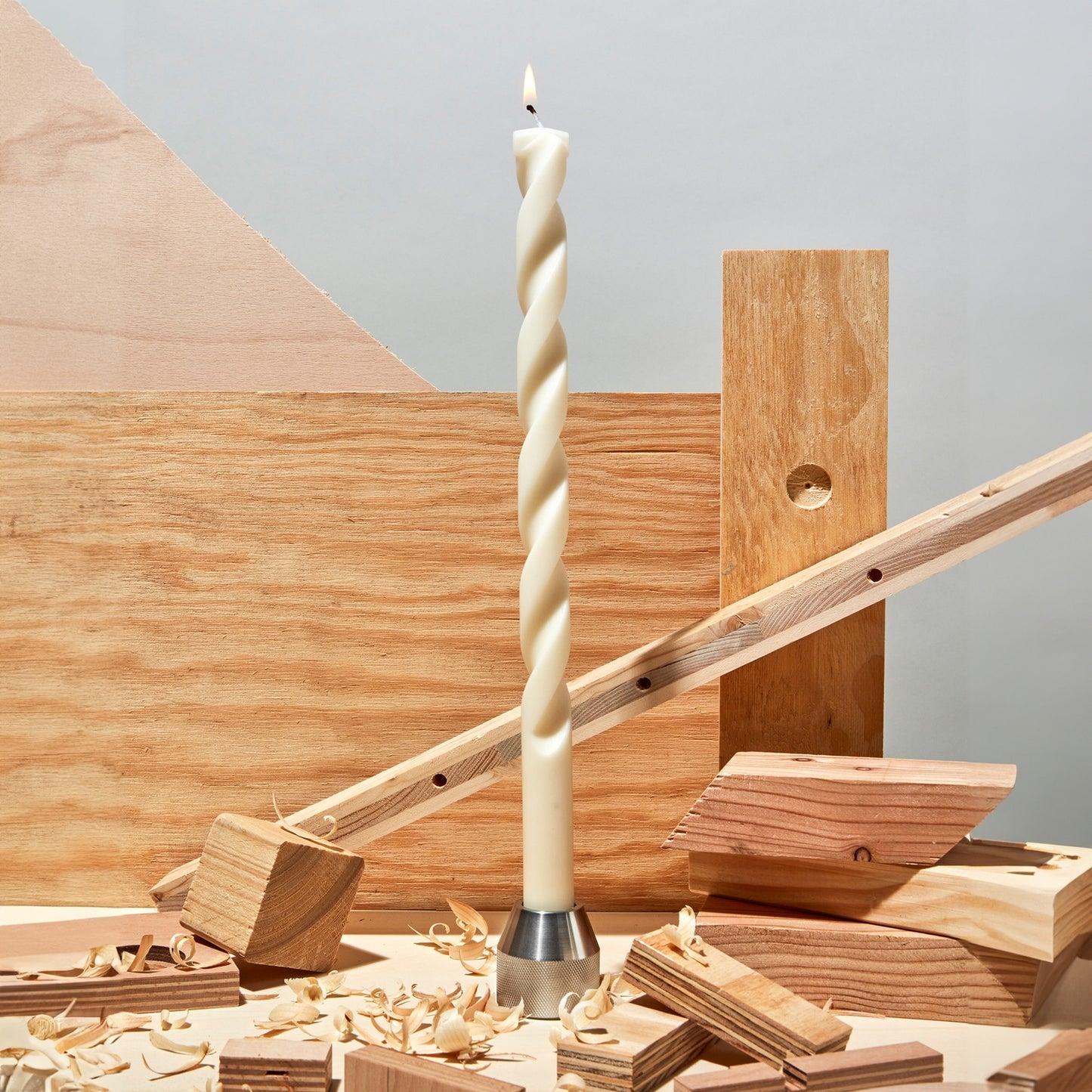 Metal Drill Bit Candle - White