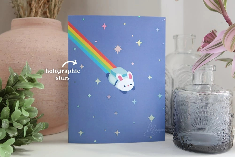 Greeting Cards - Rainbow Space Bun (Holographic)