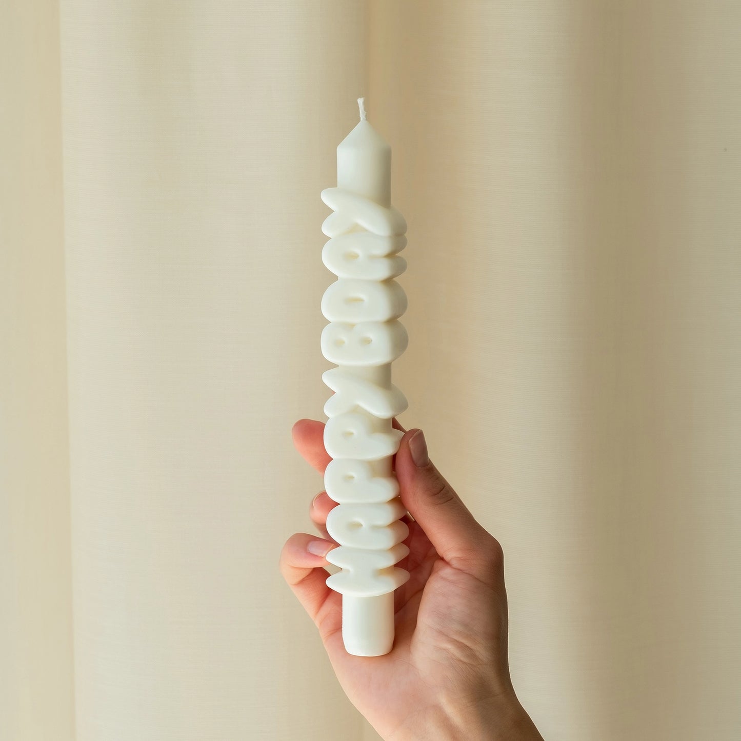 Taper Candle Happy B-Day - White