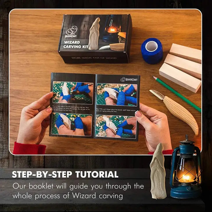 BeaverCraft DIY03 - Wizard Carving Kit - Complete Starter Whittling Kit