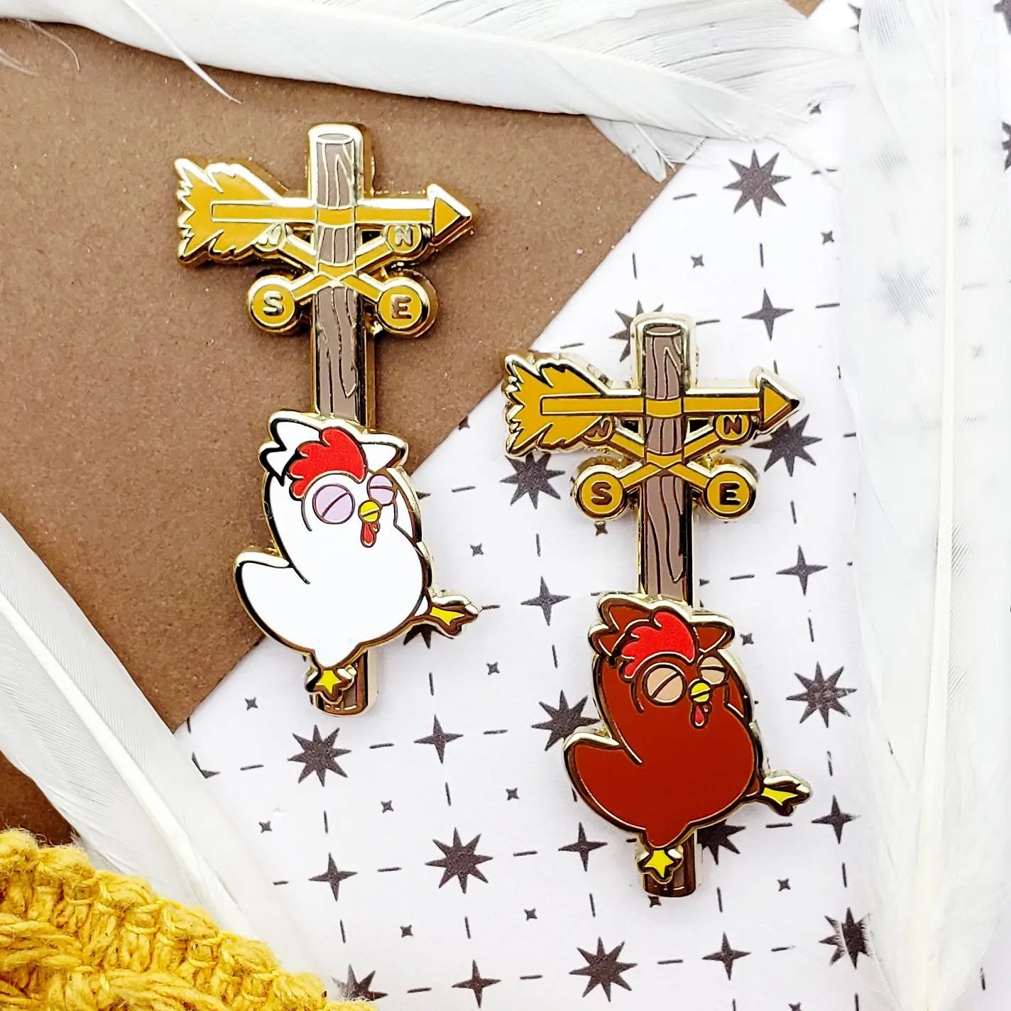 Chicken Strip Sliding Enamel Pin - White