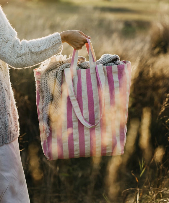 OMOM Original Organic Tote Bag - Striped Pink