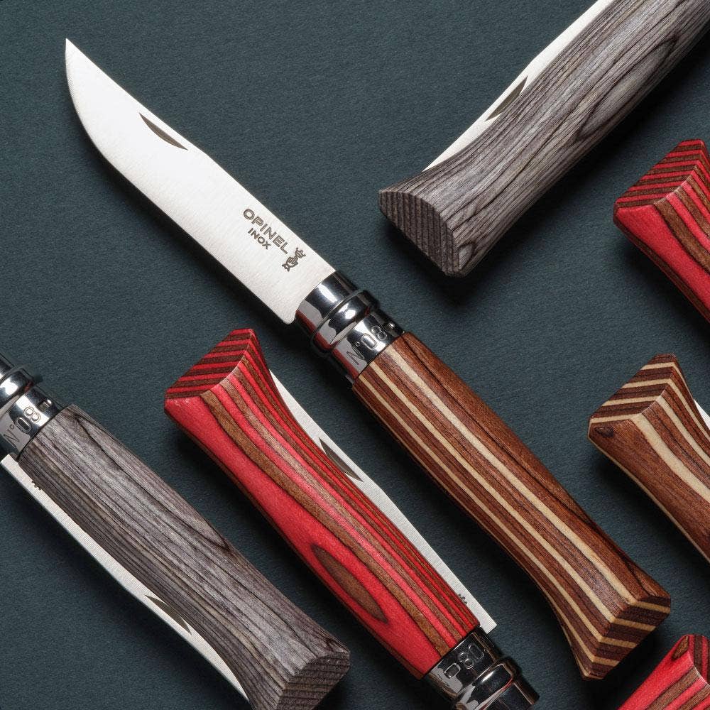Opinel No.08 Laminated Repurposed Birch Editions - Red