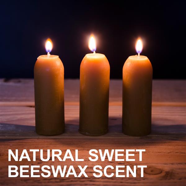 12-Hour Natural Beeswax Candles - 3 Pack