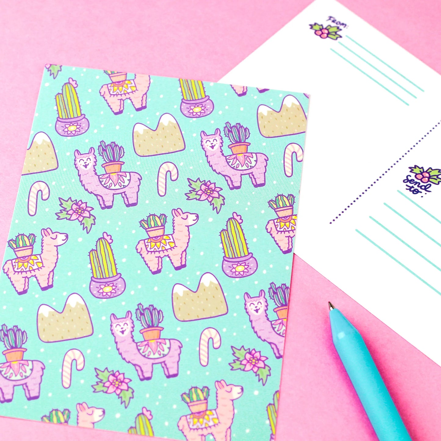 Winter Llama Holiday Postcard