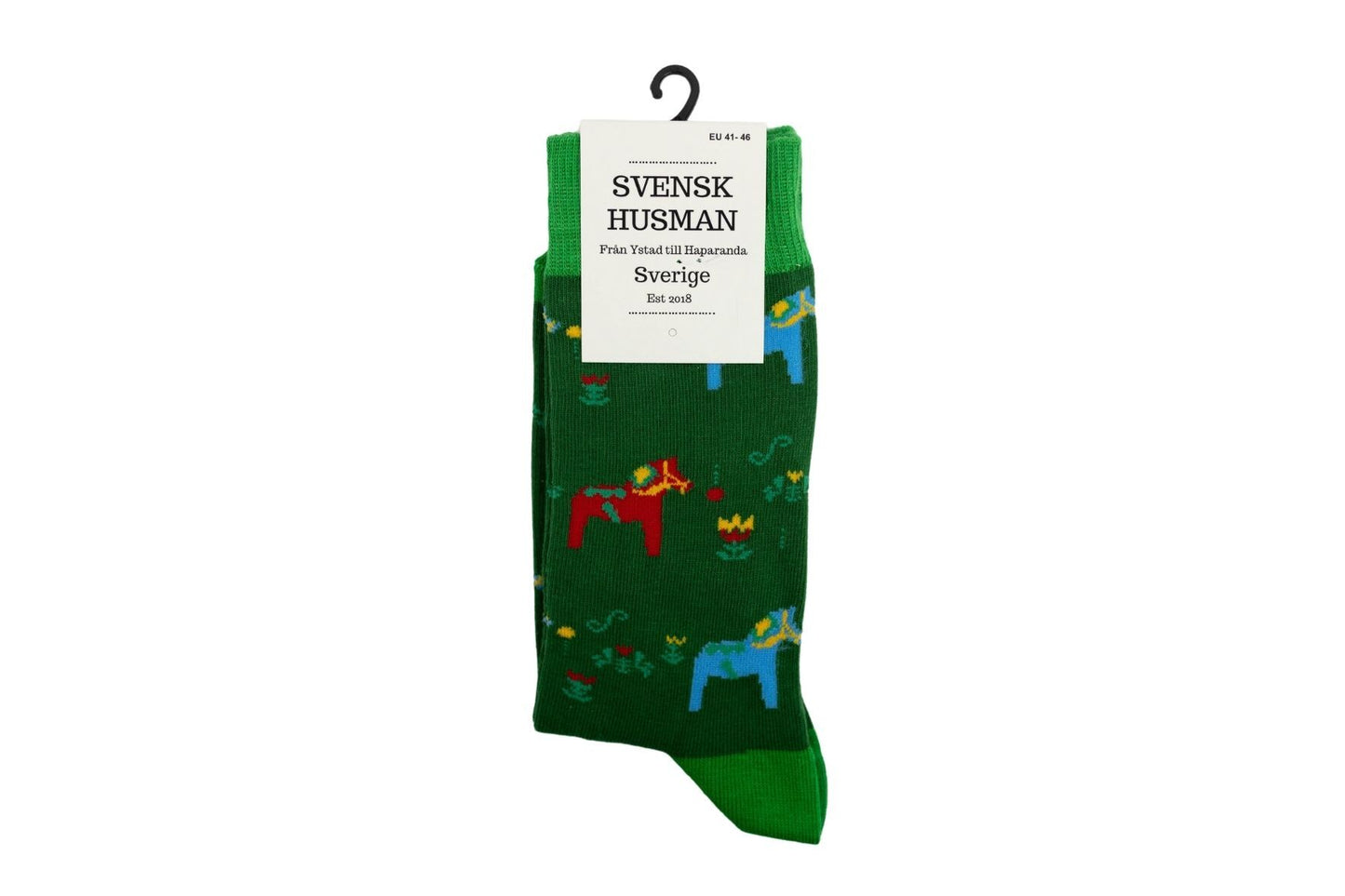 Svensk Husman Green Dala Horse Socks