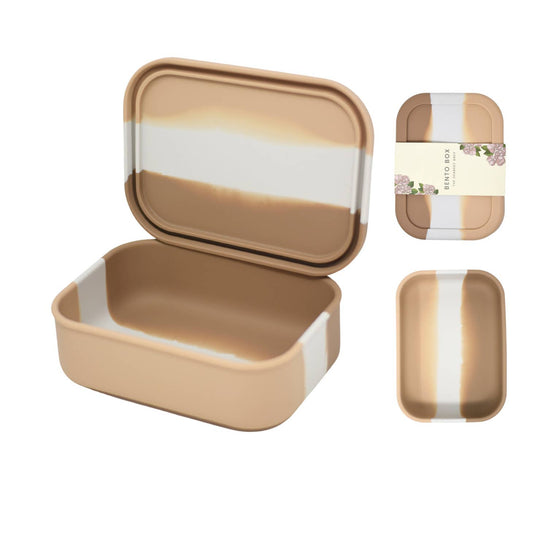 No Divider Silicone Bento Lunch Box | Tan Tie Dye