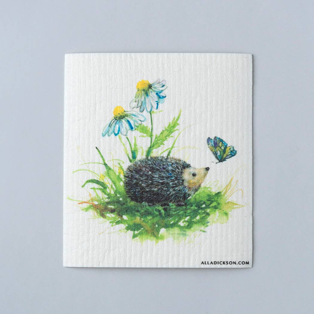 Swedish Dishcloth - Hedgehog with Butterfly