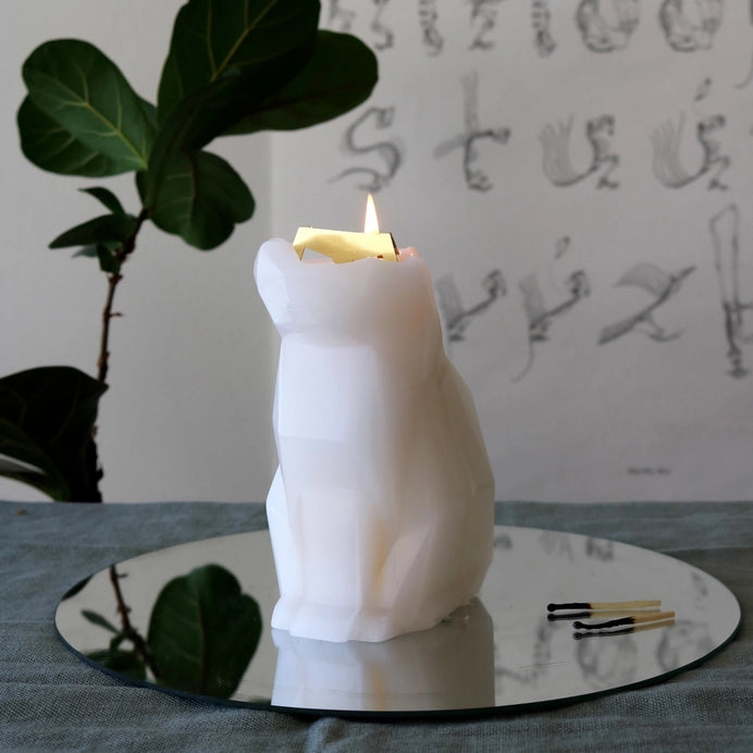 Pyropet Kisa Cat Skeleton Candle - White