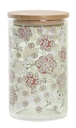 Bamboo Borosilicate Bottle 1000ml - Flowers