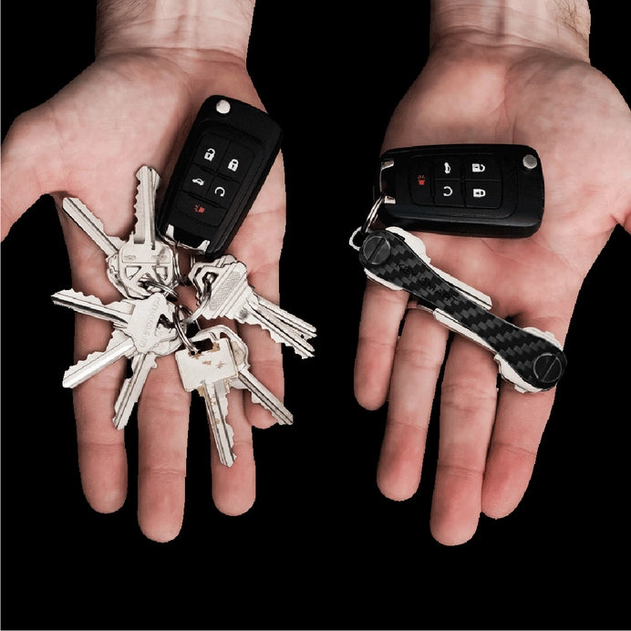 KeySmart Original Compact Key Holder; Carbon Fiber 3K