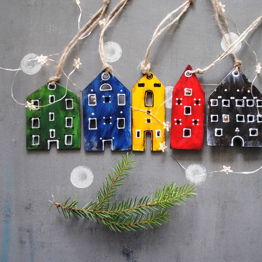 Colorful Scandinavian Houses Ornament - Green