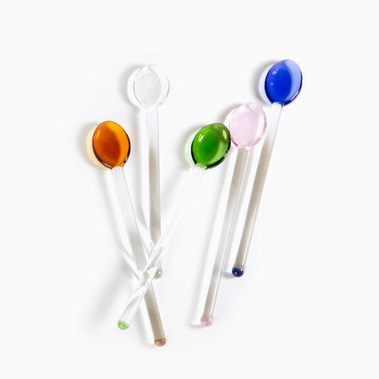 Colored Glass Tea Spoons Set