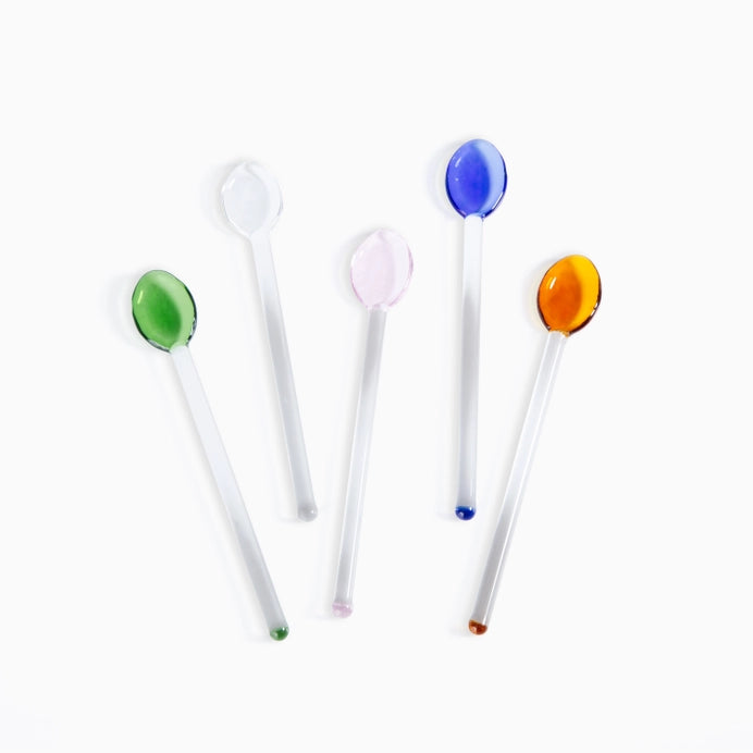 Colored Glass Tea Spoons Set