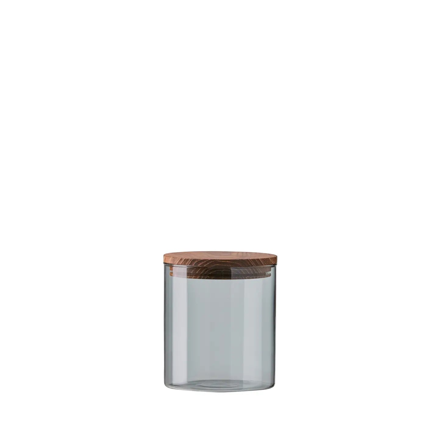 RAW Smoke Glass Storage Canister with Teak Lid - Small