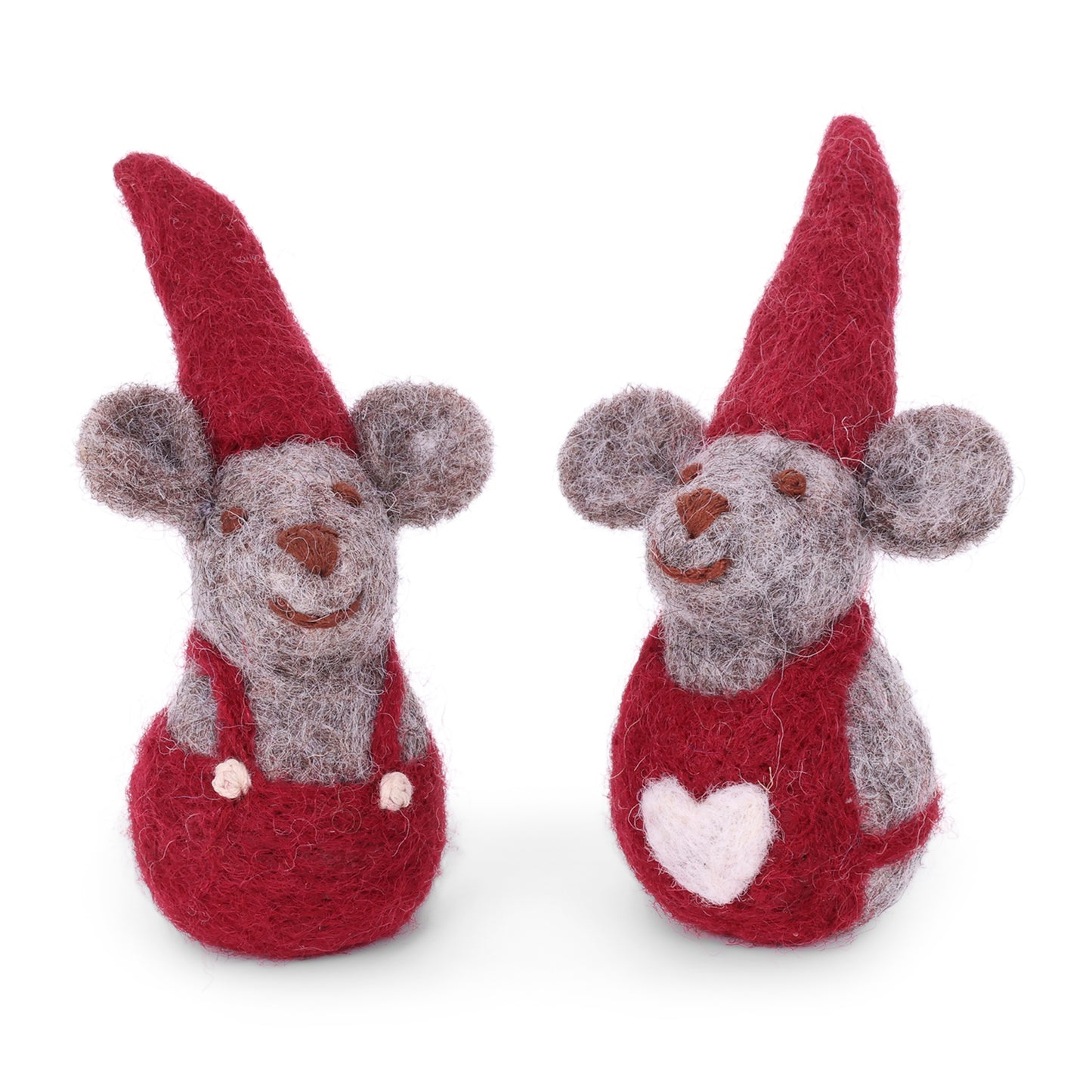 Felt Shrew Mouse Parents Ornament - Set of 2